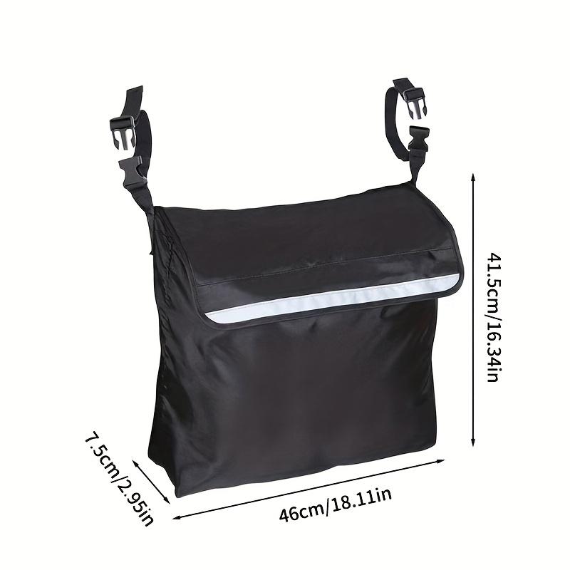 Black Oxford Cloth Wheelchair Storage Bag Large Capacity, with Net Pocket & Strap, for Elderly. Hand Wash or Dry Clean.