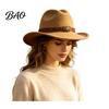 Winter Windproof Wool Cap Unisex Western Cowboy Hat, Felt Fedora Hat with Faux Leather Retro Style Band, Wide Brim Cowgirl for Men Women Outdoor