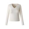 Love Collar Base Shirt Inner and Outer Design Top White Long Sleeved T-shirt with Front Shoulder V-neck