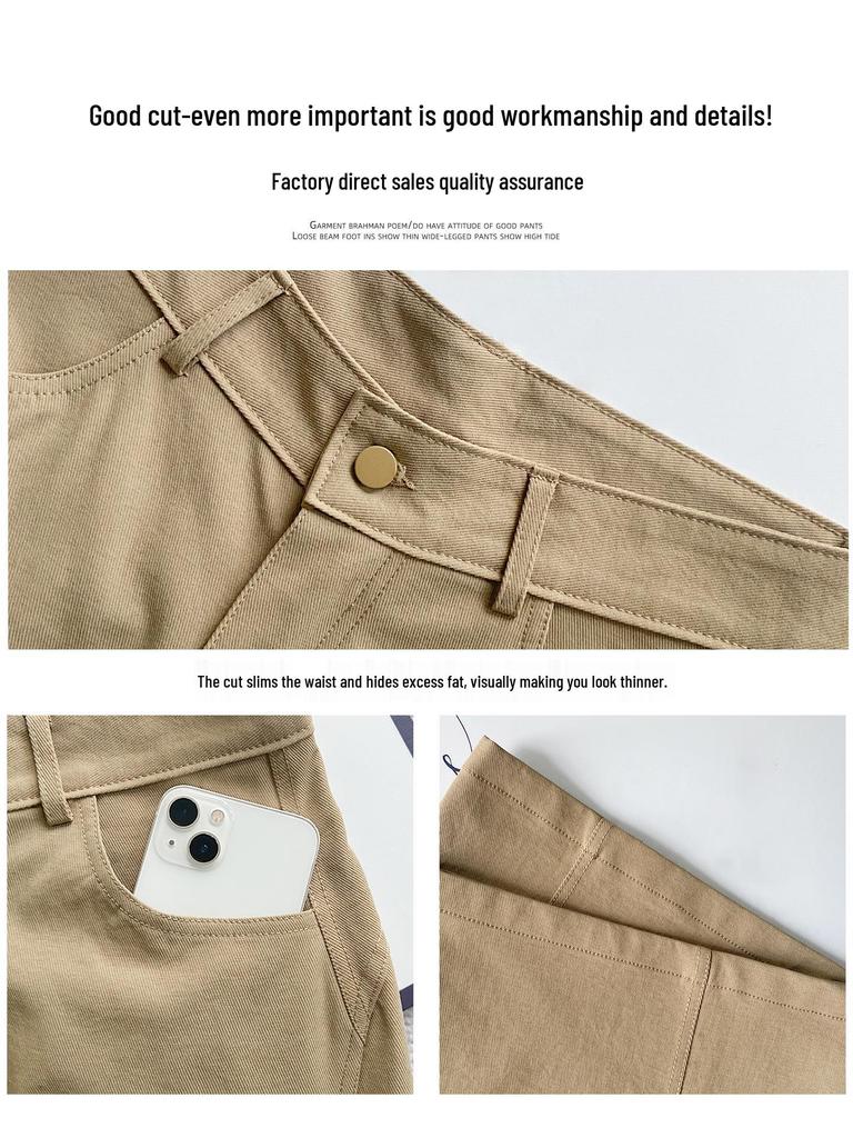Women's Army Green High-Waisted Wide-Leg Cargo Pants - Petite, Loose-Fit, Slimming, Casual Spring 2026 Style
