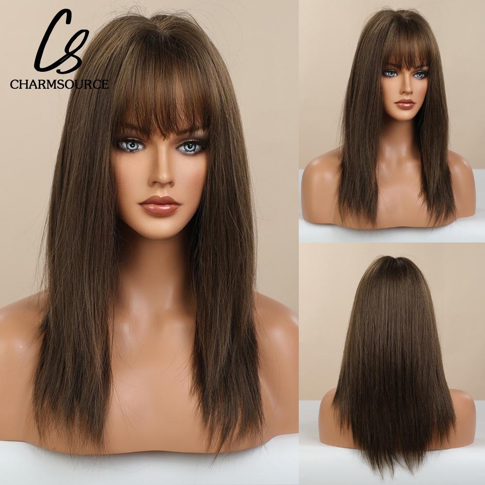 Natural Wavy Blonde Synthetic Wigs Medium Length Layered Hair with Side Bangs for Women Daily Party Cosplay Heat Resistant Fiber