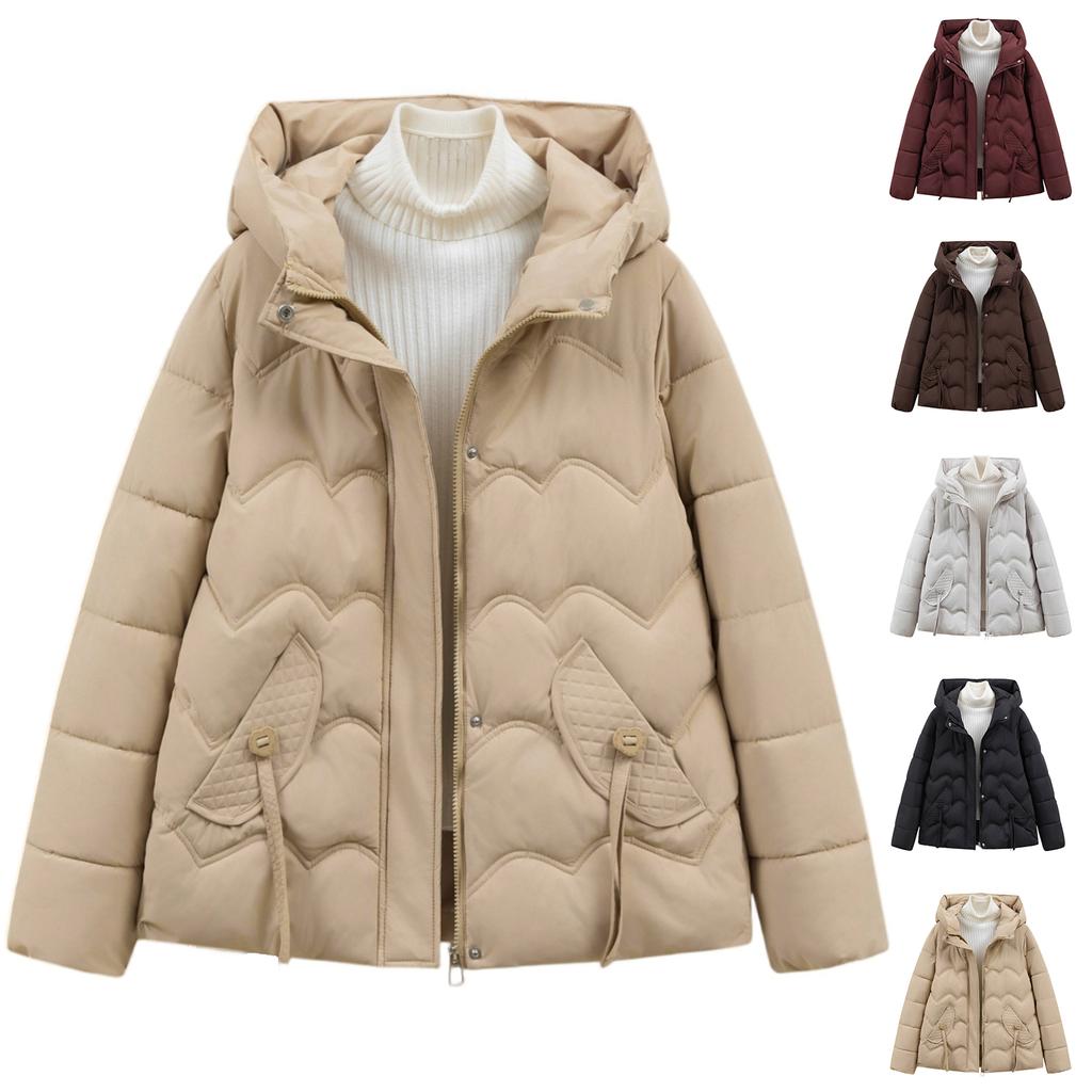 Women's Hooded Coat Ladies Winter Cotton Coat Thickened Warm Jacket