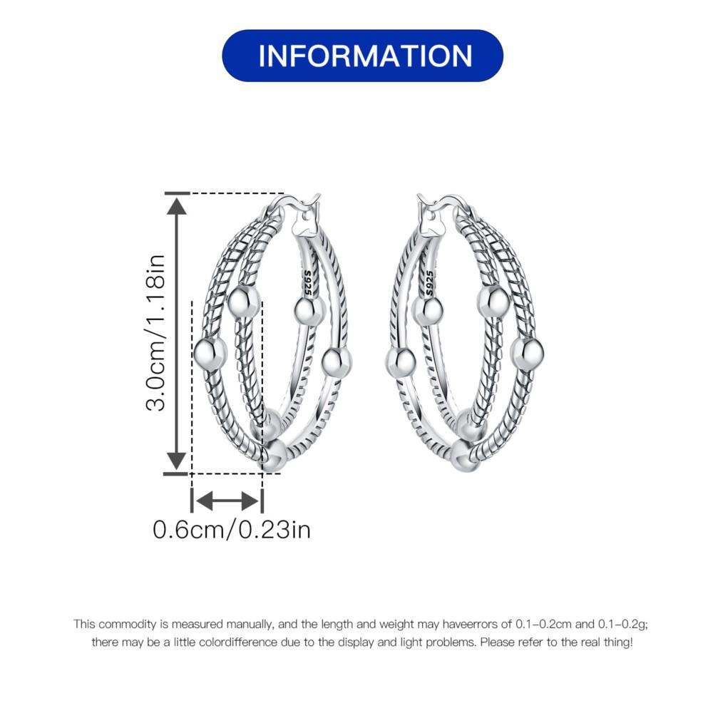 925 Silver Multi Circle Hoop Earrings Minimalist Design Trendy Jewelry Gifts For Women Birthday Party