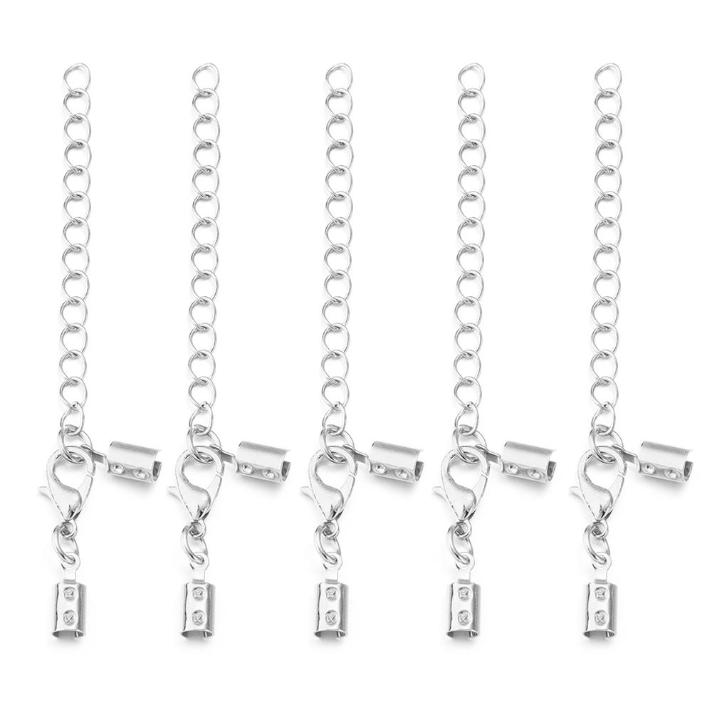 10pcs/Lot Copper Round Leather Cord Clips End Caps With Lobster Clasp Fit Leather Cord Connectors For DIY Jewelry Making Finding
