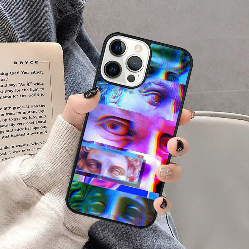 Abstrakte Glitch Art Handyhülle für iPhone 17 Air 16 16e 15 Plus für Apple 13 11 12 14 Pro Max Hülle coque Schale