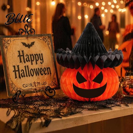 Indoor Hanging Props Halloween Honeycomb Ornament Pumpkin Spider Paper Party Atmosphere Supplies Decoration for Home Office Classroom Holiday
