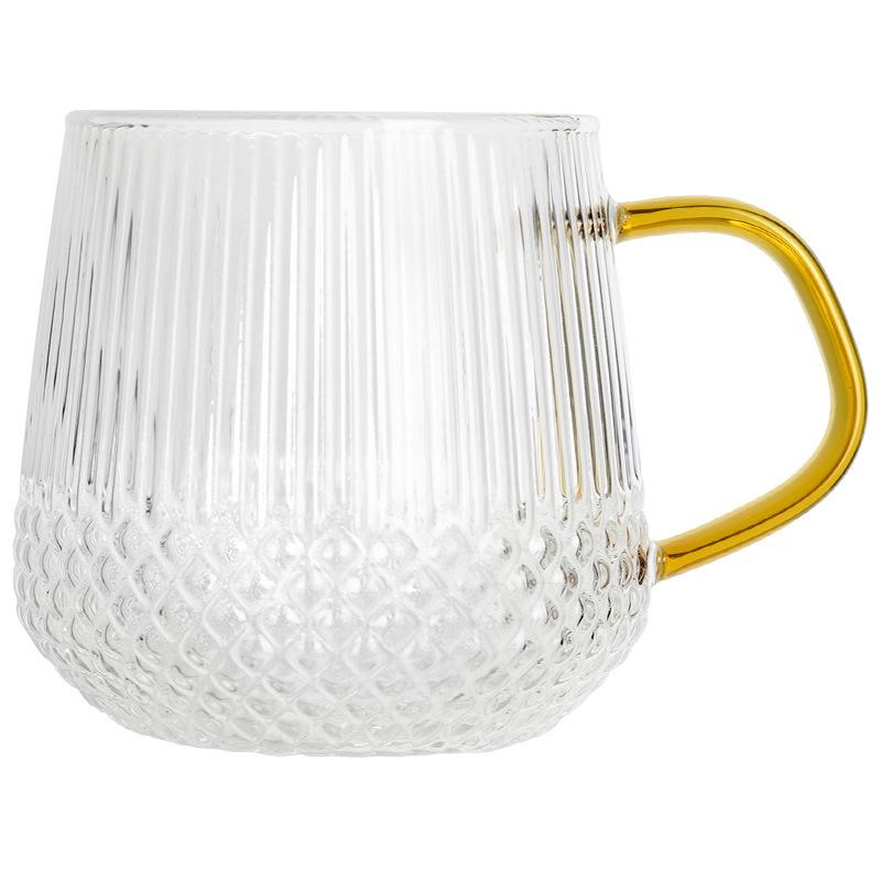 Heat-Resistant Hammered Glass Mug with Handle for Milk, Coffee, and Flower Tea