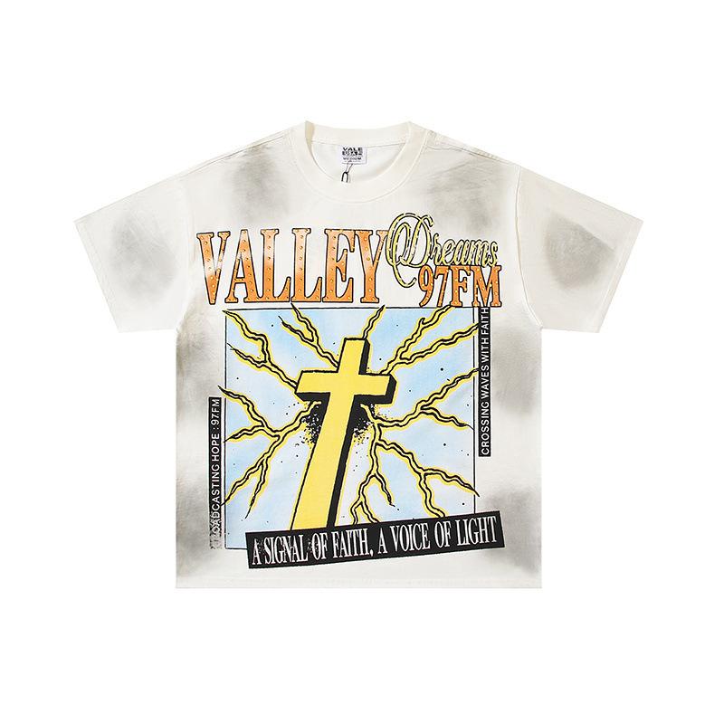26 Cross-border foreign trade VALL Meichao high street retro washing water old direct injection hot diamond short sleeve pullover men's and women's 