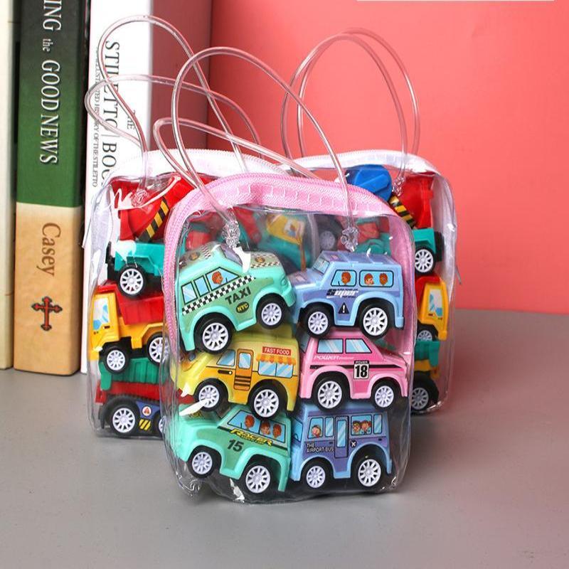 6 Miniature Pull Back Toy Cars for Boys - Fire Truck, Taxi Diecast Models - Mobile Vehicle Toys for Kids