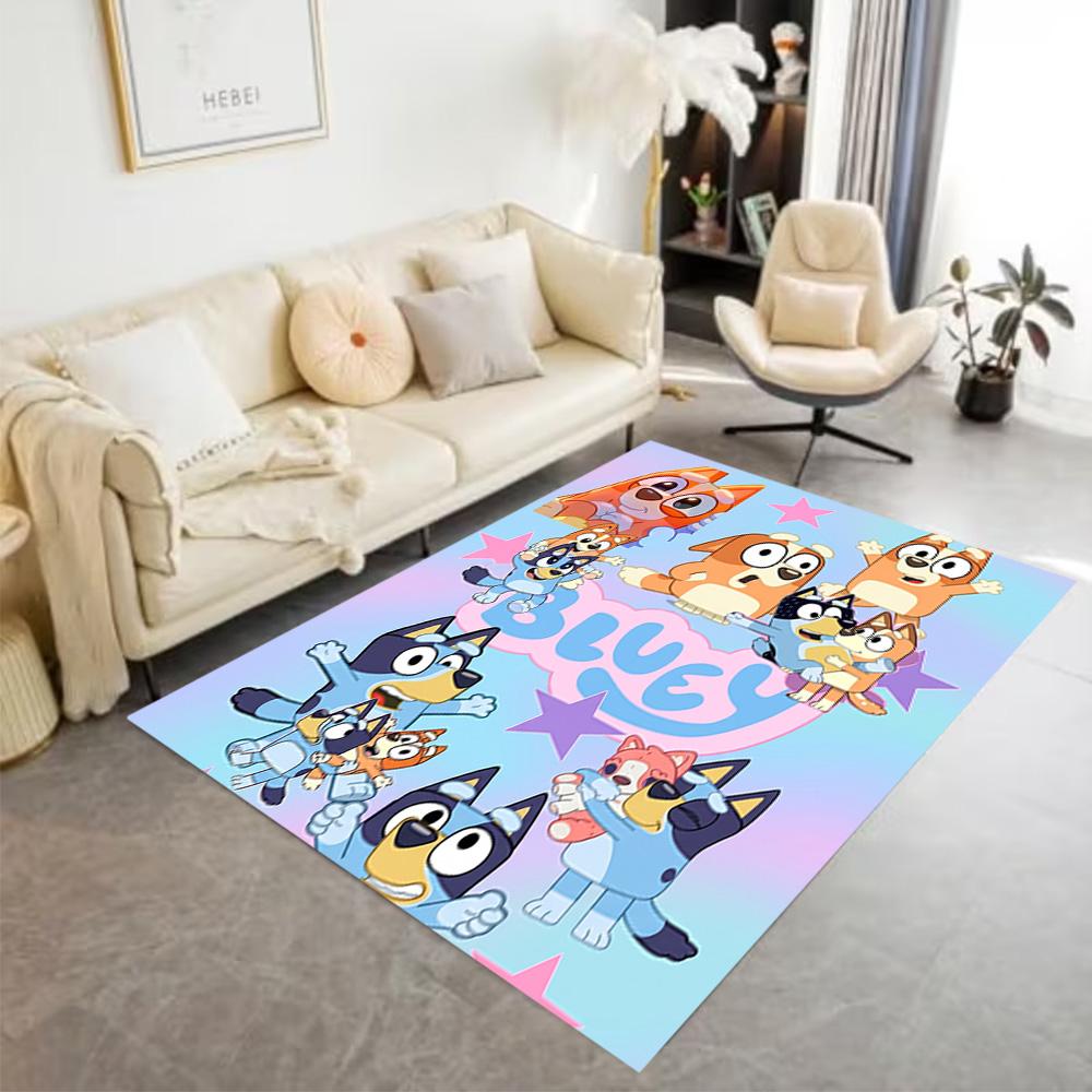 Bluey Friends Adventure Area Rug Perfect for Dormitory Foyer Study room Game Room Anti-slip Rug Anime Office Decor Perfect Birthday/Christmas Gift Ide