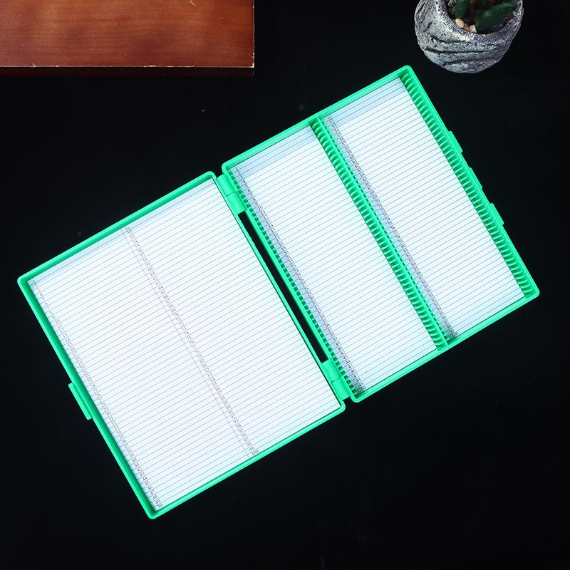 1PCS 4 Colors Plastic Rectangle Hold 100 Microslide Slide Microscope Box Laboratory Supplies Material Teaching