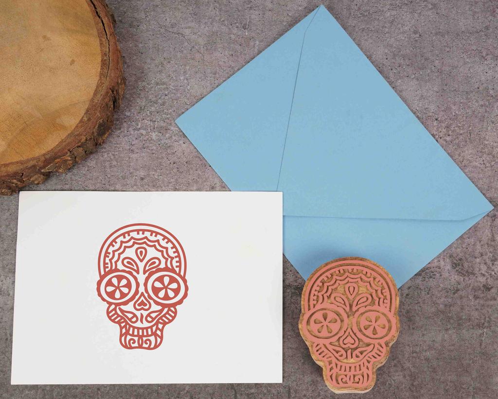 IBA Indianbeautifulart Textile Printing Block Skull Hand Carved Wooden Stamp Wood Block Printing Textile Stamps For Fabric Pottery Blocks- 3