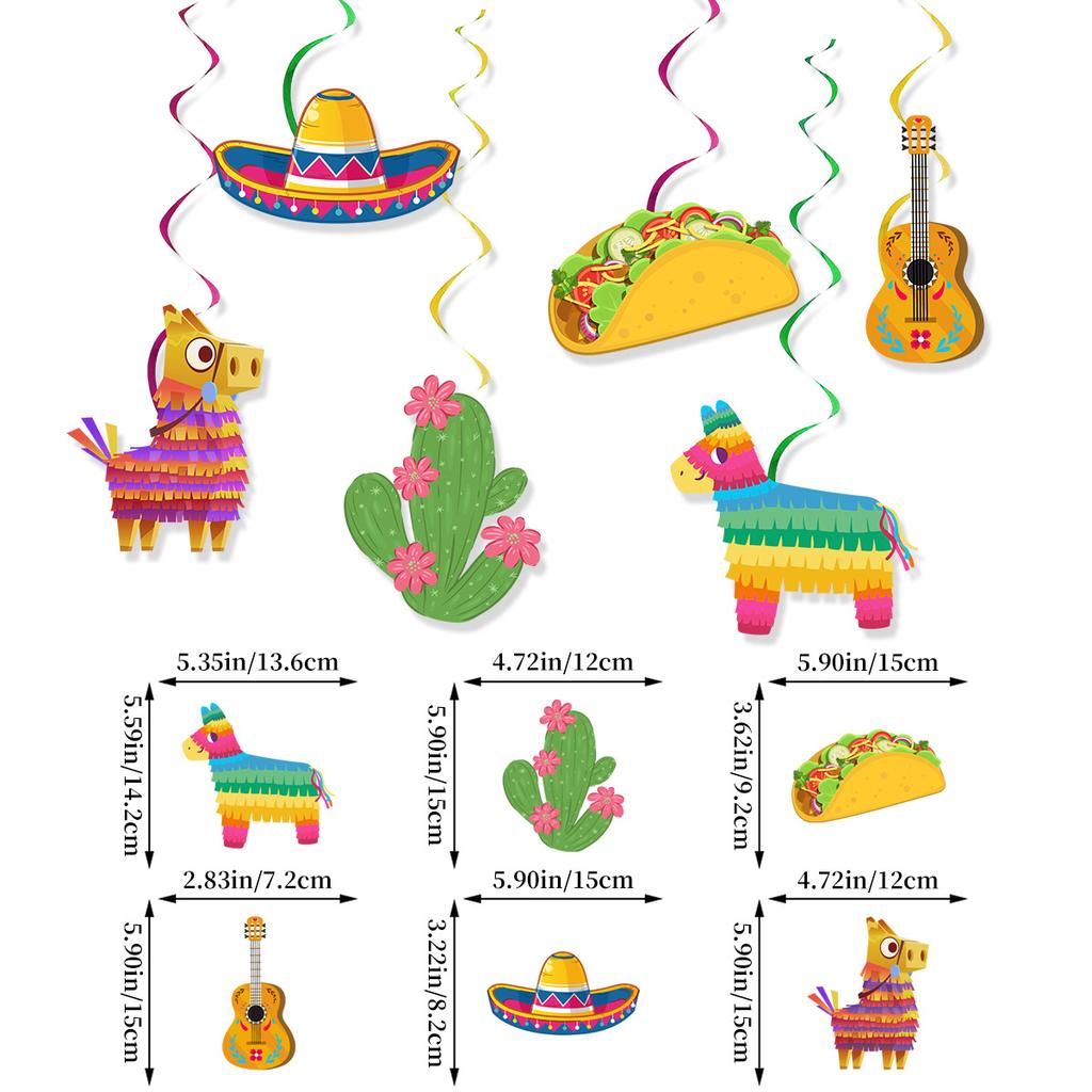 Mexican Carnival Theme Party Decoration Birthday Flag Cake Plug Balloon Customization