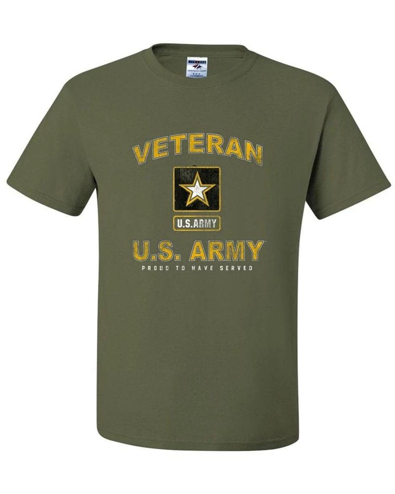 United States Army Veteran proud to have served Military Green Tee new T shirt L