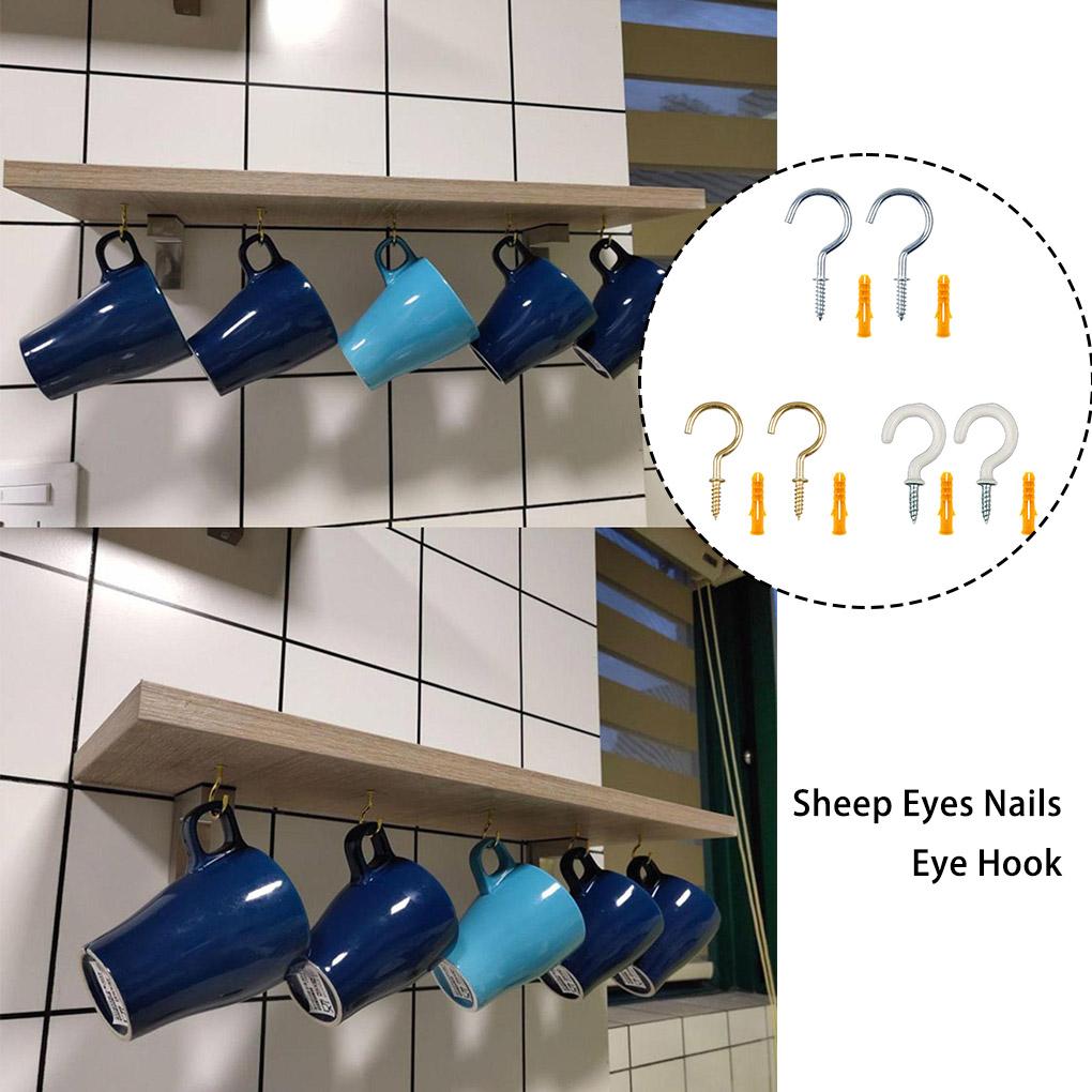 Kopp Sau Øye Skulderkrok Skruer Selvgjengende Hekling Metall Takbelagt Feste Spiralkrok Vindu DIY