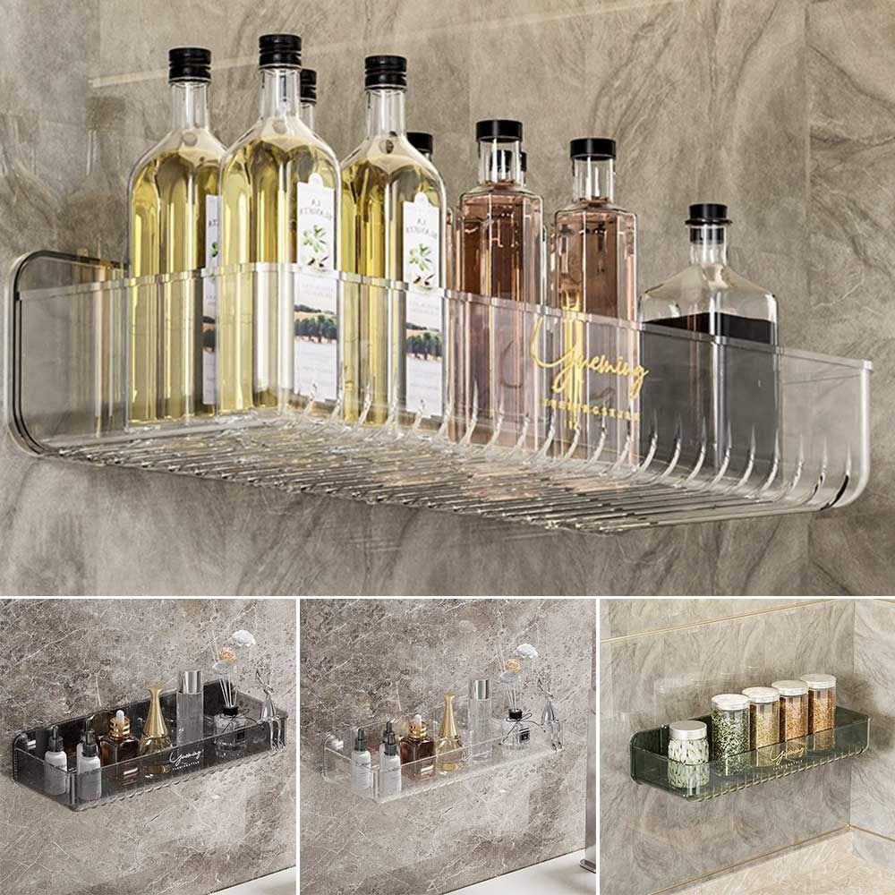 

Wall Mounted Shower Organizer Transparent Cosmetic Storage Box Portable Bathroom Shelf Bathroom білий