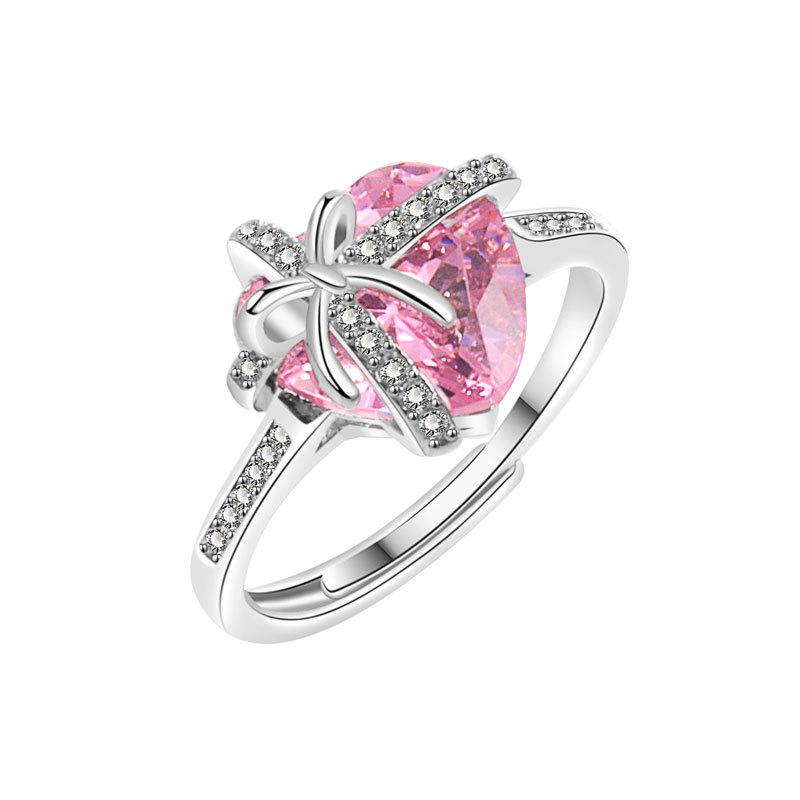 Luxury Zircon Heart Irregular Index Ring For Women Fashionable Versatile High End Jewelry Accessory