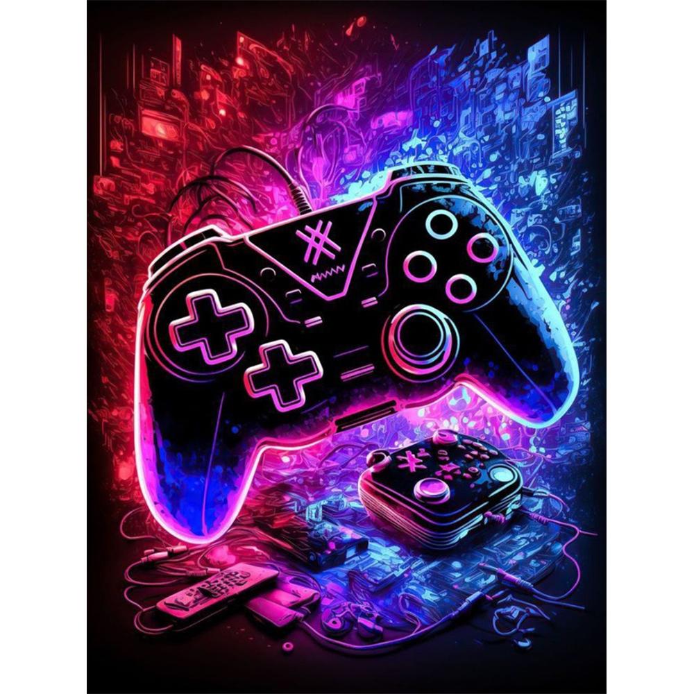 Colorful Neon Light 5D DIY Diamond Painting Kit Game Machine Sticking Diamond Embroidery Handmade Mosaic Home Decoration