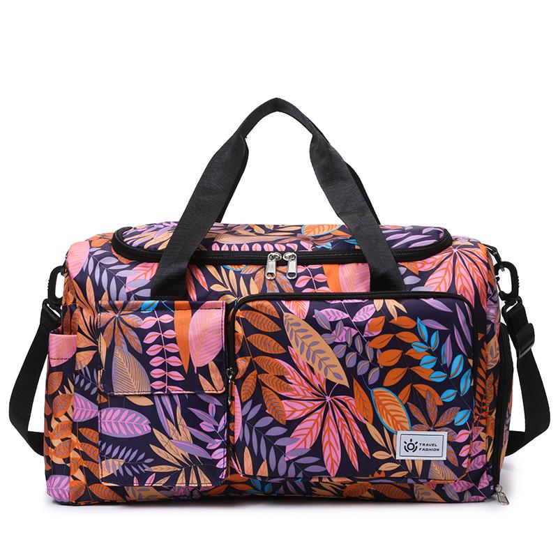 Summer new dry and wet separation printed fitness bag independent shoe compartment storage yoga bag short trip sports bag