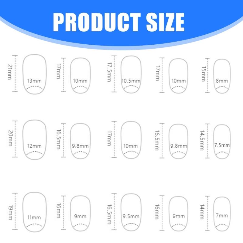 Almond Press On Nail Glossy Fake Nail Stick On Nail In 15 Sizes,30Pcs French Nail Tips for DIY Nail Art Decorations