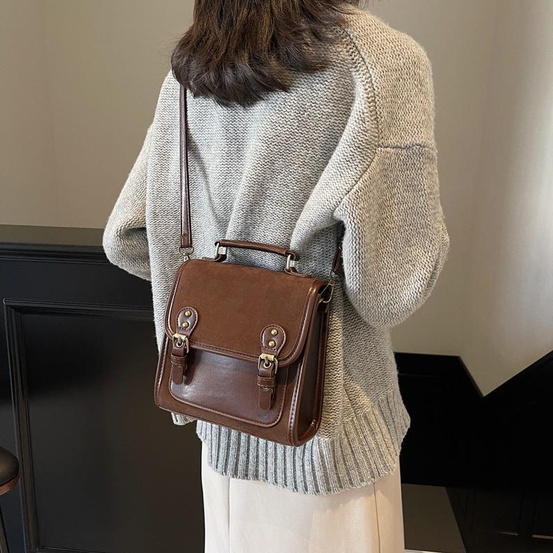 Niche Design Matte Double Shoulder Small Backpack Women's New High-end Multi-functional Single Shoulder Messenger Bag