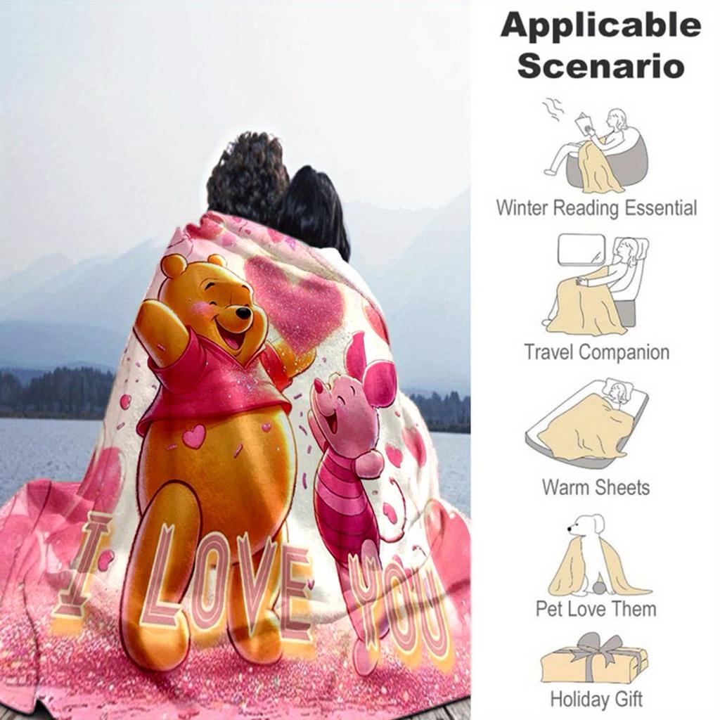 1pc Winnie The Pooh Printing Blanket - Soft, All-Season Throw for Living Room, Bedroom,Personalized Gift with Adorable Cartoon Design