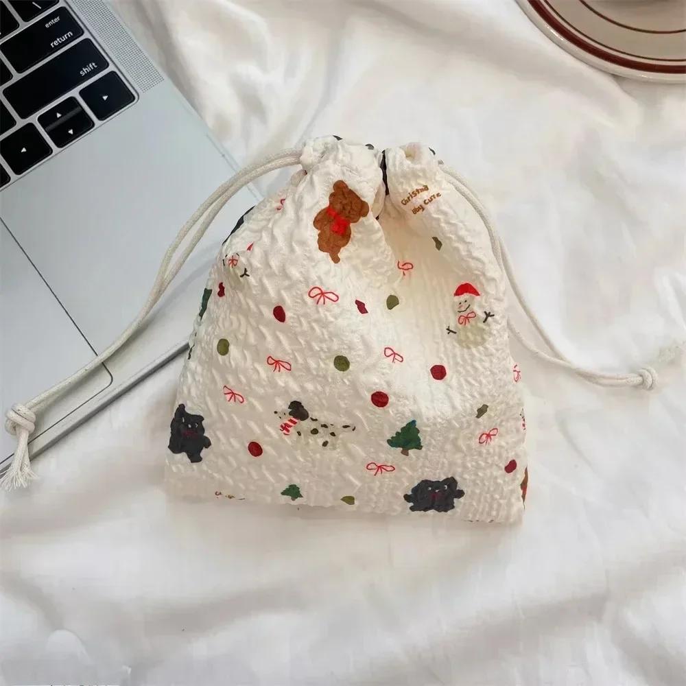 1PCS Women Girls Jewelry Lipstick Cosmetic Tote Rope Pouch String Bags Small Coin Purse Key Earphone Drawstring Storage Bag