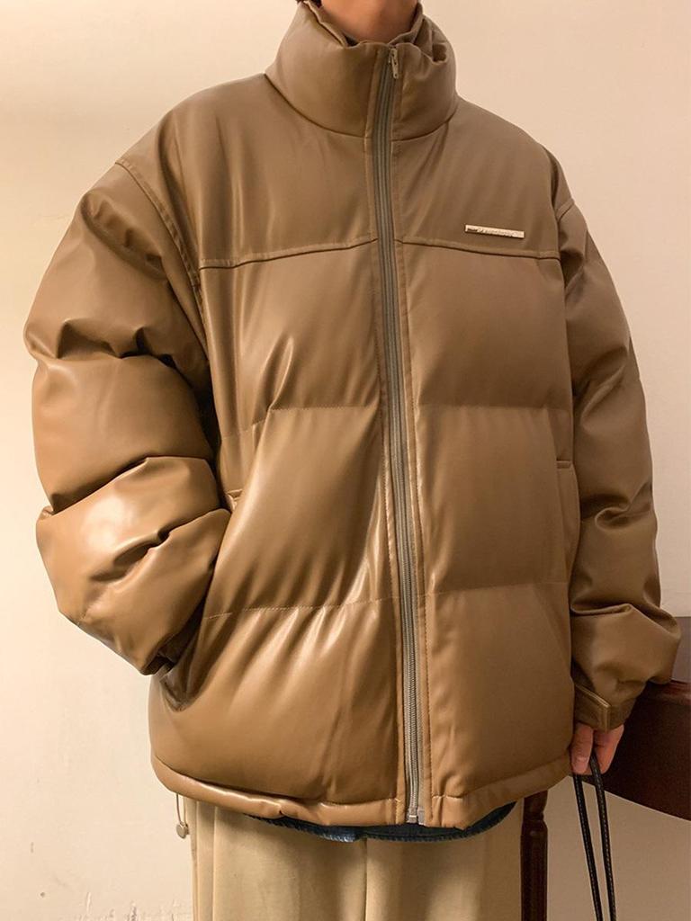 Unisex Koreanischer Stil Wasserdichte PU-Leder Winterjacke - Dick, Kälteschutz, Trendig & Lässig für Paare