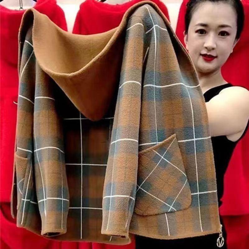 

Mom s Stylish Woolen Coat for Women, Autumn and Winter, Middle-Aged and Elderly Ladies, Loose Fit, Plus Size, Age-Reducing, Slimming Cardigan Top Khaki XL
