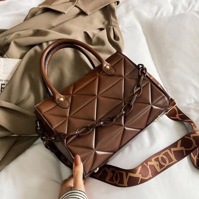 Kabelka přes rameno z PU materiálu, crossbody, pro ženy, taška s řetízkovou diamantovou dekorací, velká kapacita, ženská móda pro dívky