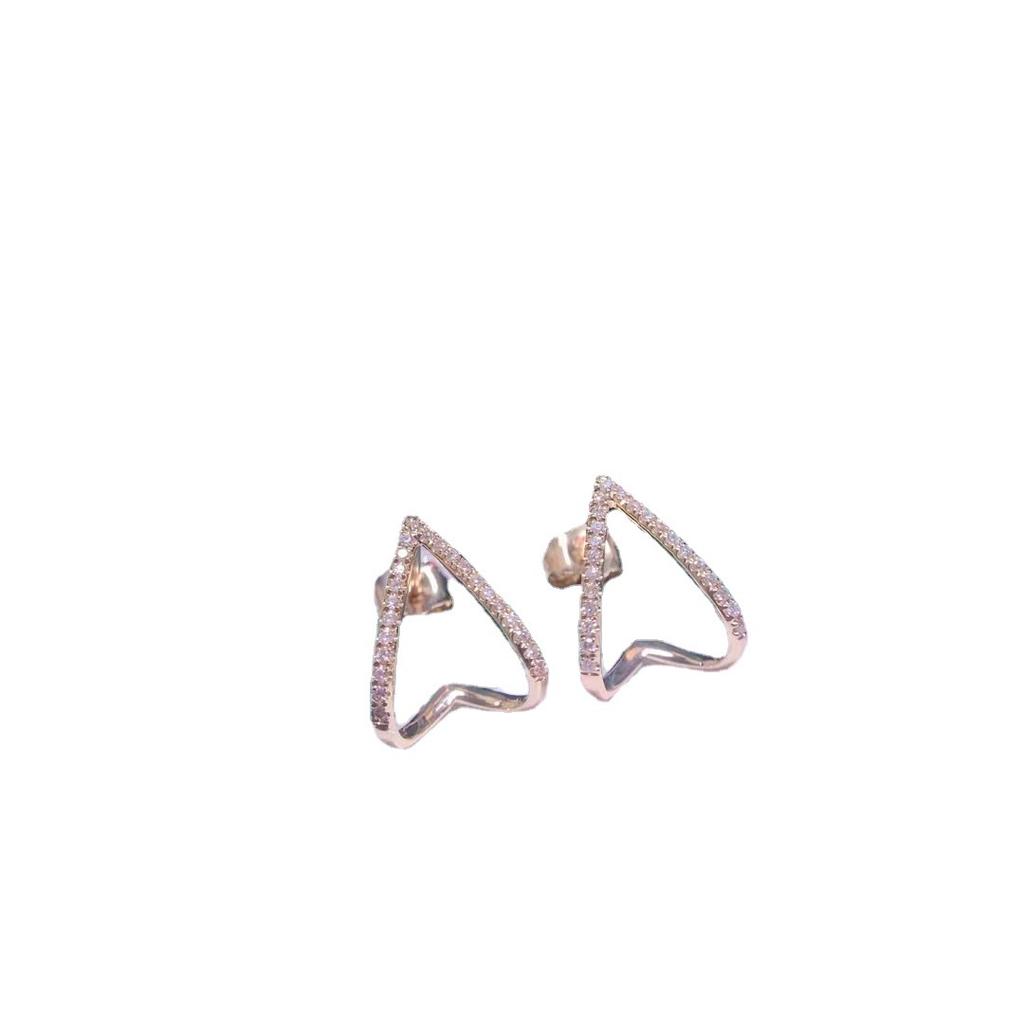 Korean Version of Fashion Temperament V-shaped Diamond Stud Earrings Women's Niche Design Earrings Jewelry