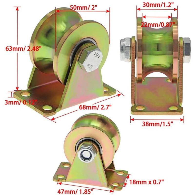 U-Rillenrad, 2 Zoll, robuste Starrlenkrolle für umgekehrte Schienen, Rolltore, Industriemaschinen, Tragkraft 660 Pfund