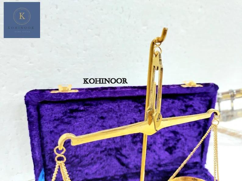Brass Apothecary Balance Scale with Velvet Box: Vintage Style Decor