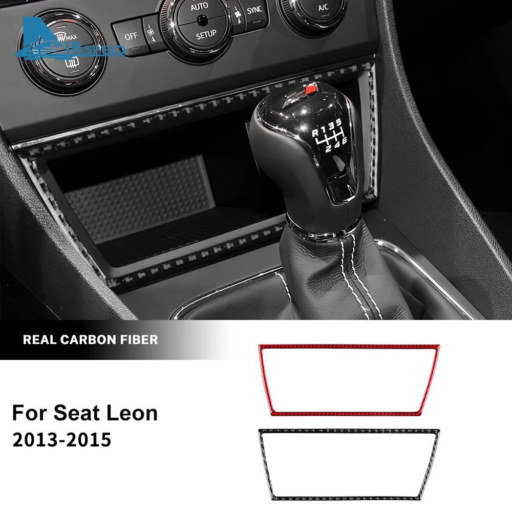 Real Soft Carbon Fiber Sticker For Seat Leon 2013 2014 2015 LHD RHD Car Central Storage USB Port Frame Interior Accessories