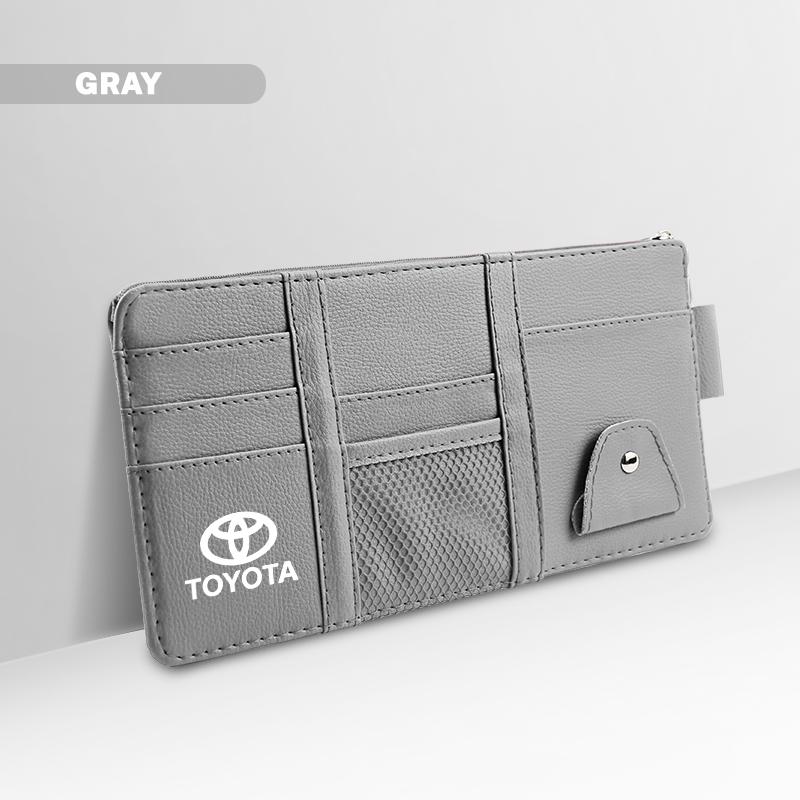 2026 Hot For Toyota Hub Caps PU Leather Car Sun Visor Ticket Card Storage Bag Accessories For Toyota Gazoo Racing Corolla Crown 