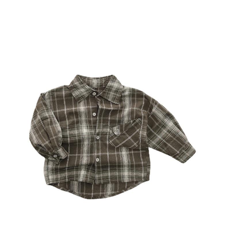 2025 Spring/Autumn Korean-Japanese Retro Plaid Shirt for Boys & Girls