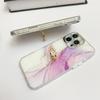 For iPhone 16 Pro Case with Kickstand IMD Marble Pattern Electroplated Phone Cover