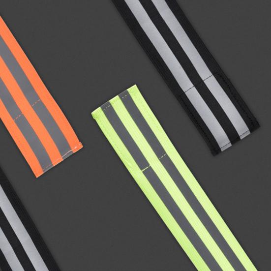 1 Pair Cycling Wristbands Reflective Strips Portable Extra Wide Stretchable Hand Leg Strap Riding Safety High Elastic Outdoor