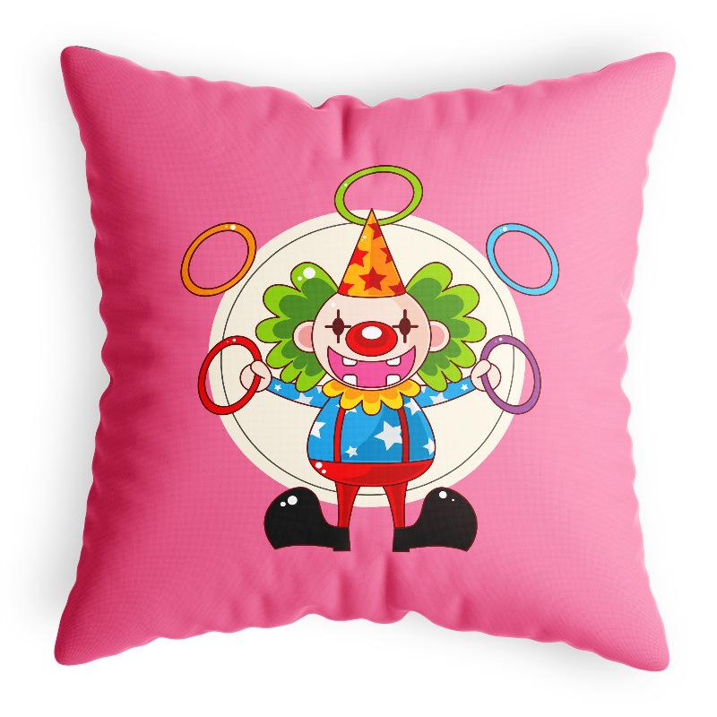 Circus Clown Cushion Cover Happy Kids Home Cartoon Cute Pillow Cover Car Restaurant Cushion Cover