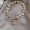 Baroque Freshwater Pearl Bee Charm Bracelet With Zircon Inlay Minimalist Womens Jewelry Accessory
