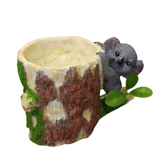 Cute Koala Bird Feeder Wall Mounted Bird Feeder Resin Garden Sculpture Decorative Outdoor Bird