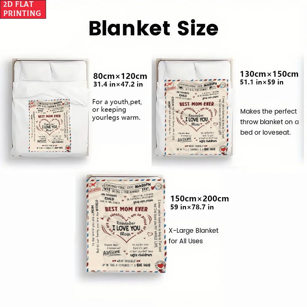 Best Mom Ever Print Flannel Blanket,Soft Throw Blanket for Mom,Mother's Day Birthday Gift from Daughter Son,Cozy Home Decor