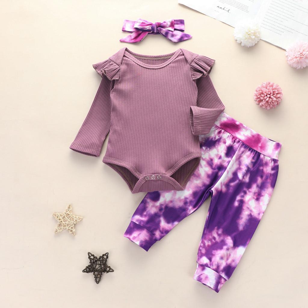 Newborn Baby Girls Boys  Tie-Dyed Romper+Pants Pajamas Sleepwear Outfits