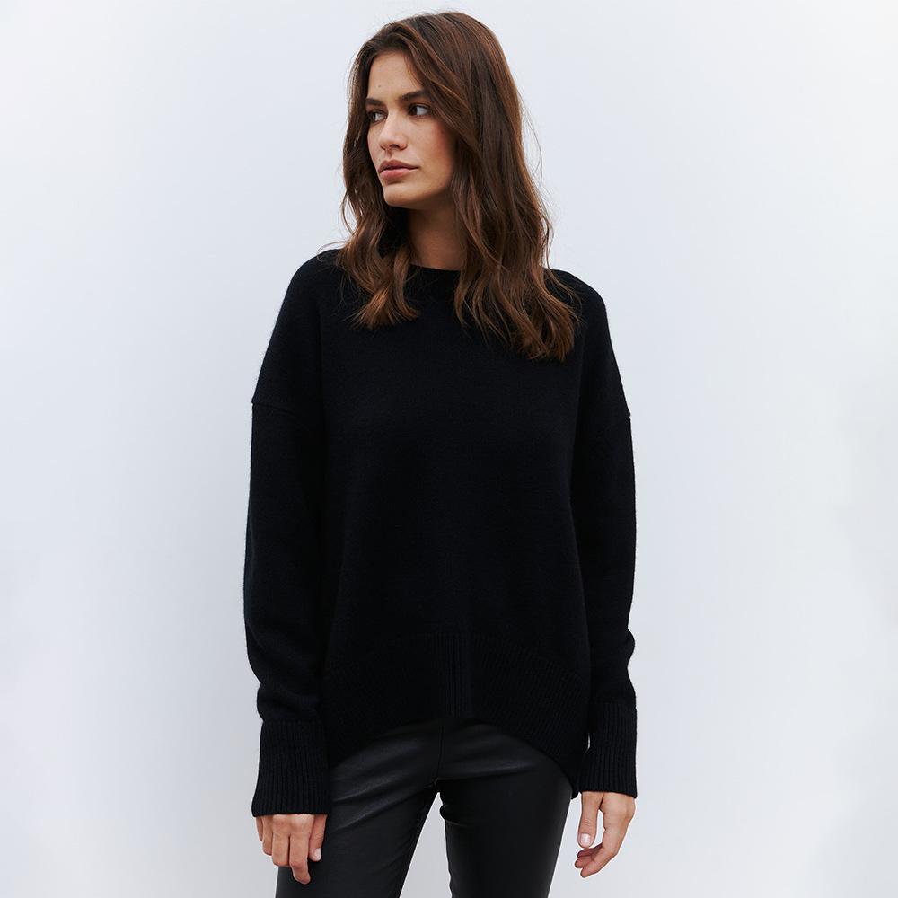 Round Collar Long Sleeve Sweater Women Autumn Winter Simple Solid Colour Knitwear Loose Pullover Sweater Comfortable Undercoat Long Sleeves Sweater