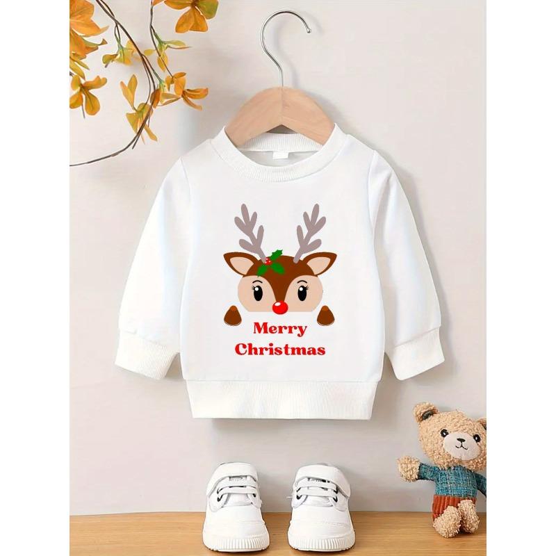 Kids Sweatshirt Minimally Printed Pattern, Comfortable And Skin Friendly for Baby, Versatile Baby Round Neck Hoodie 110 белый