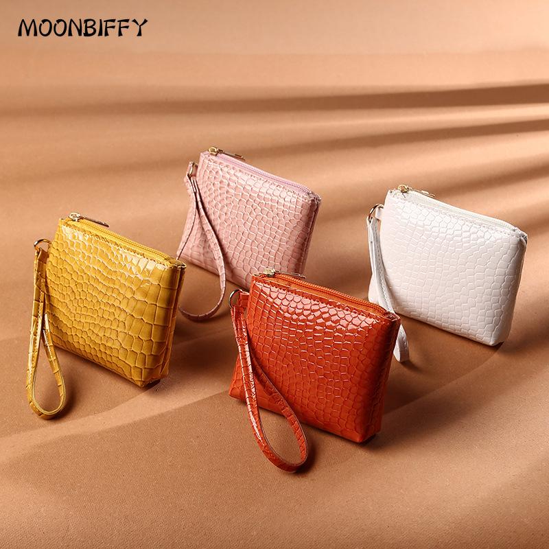 Mini Women'S Wallet Crocodile Print Short Zipper Wrist Small Coin Bag Fashion Retro Pu Leather Ladies Card Holder Coin Purses