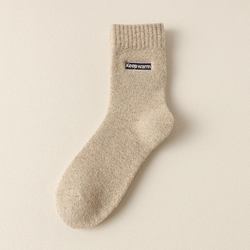 Men's Cashmere Wool Mid-Calf Socks - Velvet Thickened, Terry, Odor-Resistant, Warm Sleep Socks for Autumn/Winter