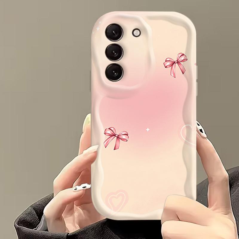 Verlauf Süßes Schleifenmuster Handyhülle für Samsung Galaxy S26 Ultra Hüllen A56 A15 A16 A17 A37 A55 S22 S23 S24 S25 FE Plus5G Abdeckung Galaxy A06 beige