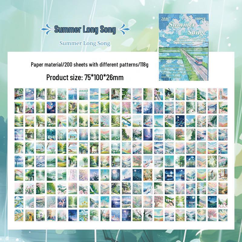 Yuezhen Four Seasons Memo Pad: Non-Adhesive Paper Journal with Stickers