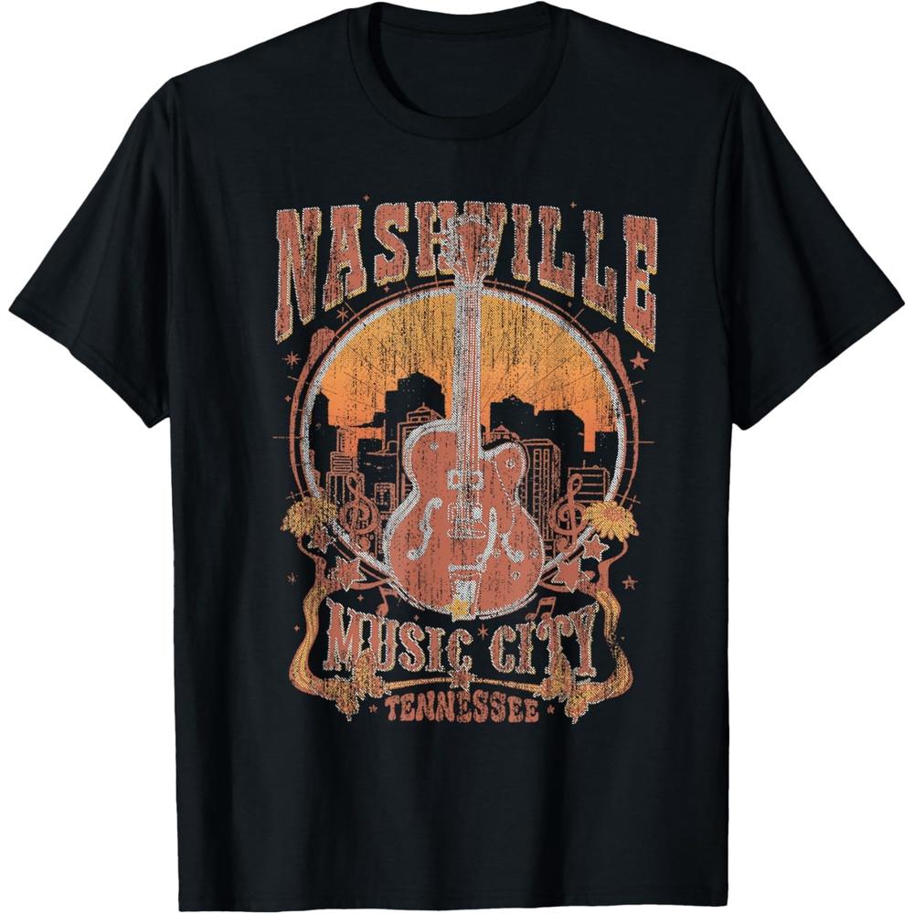 Nashville Tennessee Guitar Country Music City Guitarist Gift T Shirt S